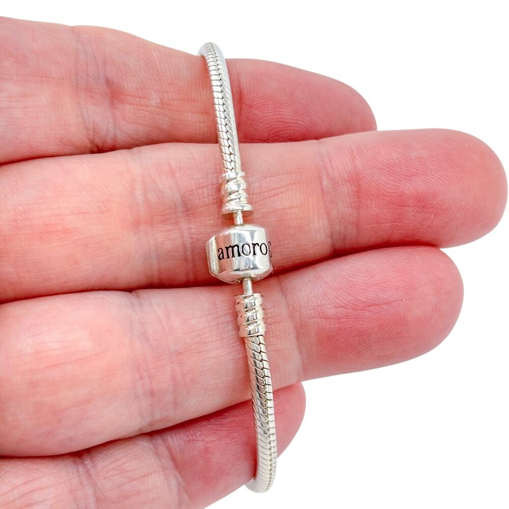 Amoro Sandals Resort Sterling Silver 925 Bead Charm Bracelet 7.25"
